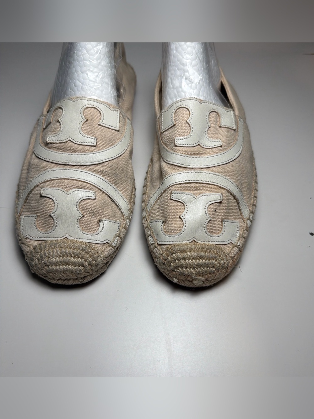 Tory Burch Natural Canvas Espadrille with White Leather Logo
